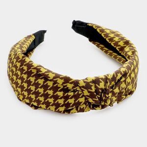 Mustard Mini Houndstooth Knot Headband